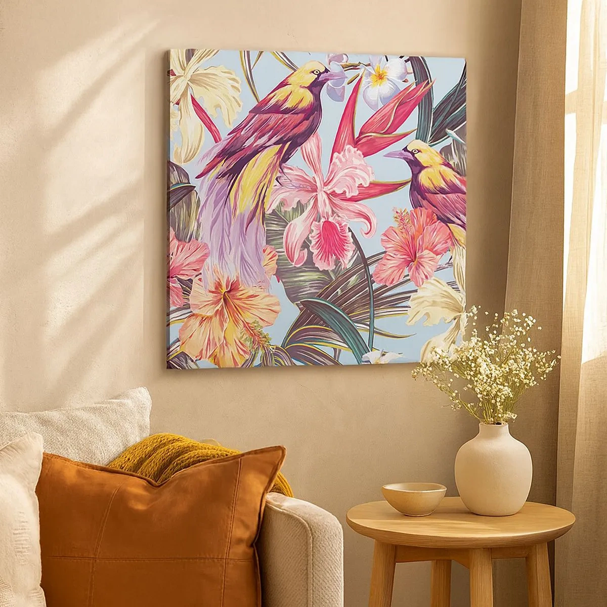 Obraz na plátně - Plátky a pírka - 30x30 cm