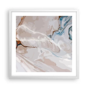 Plakát v bílém rámu - Modré meandry pod bílou - 50x50 cm