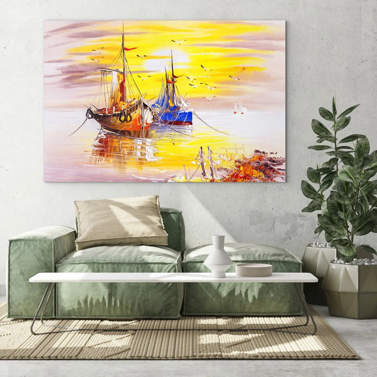 Obraz na skle - Zasloužený odpočinek v přístavu - 120x80 cm