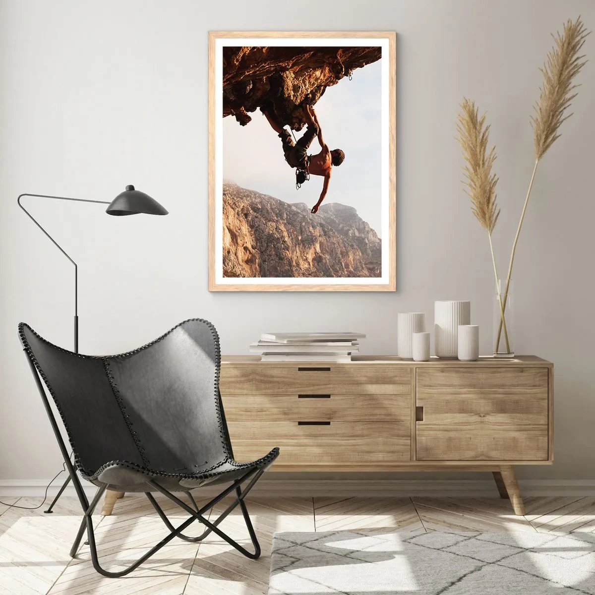 Plakát v rámu světlý dub - Svět smrsknutý v ruce na sesuvu balvanu - 30x40 cm