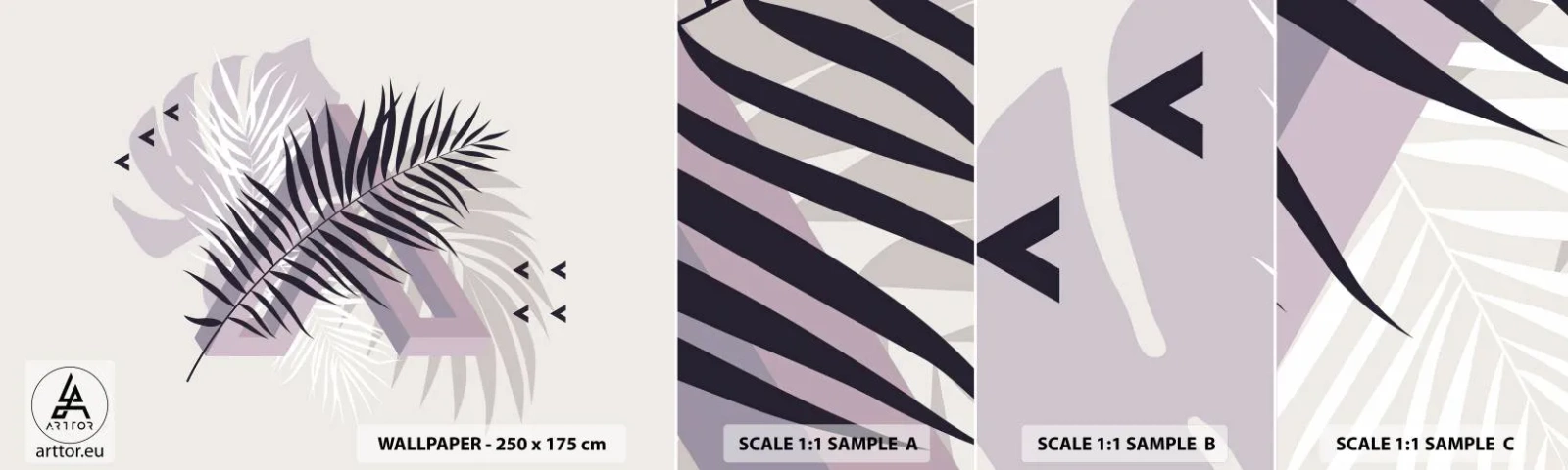 Vzor Fototapety Samolepicí Deluxe Sticker - Stín stínu - Grafika, Palmový list, Kus - 100x30 cm