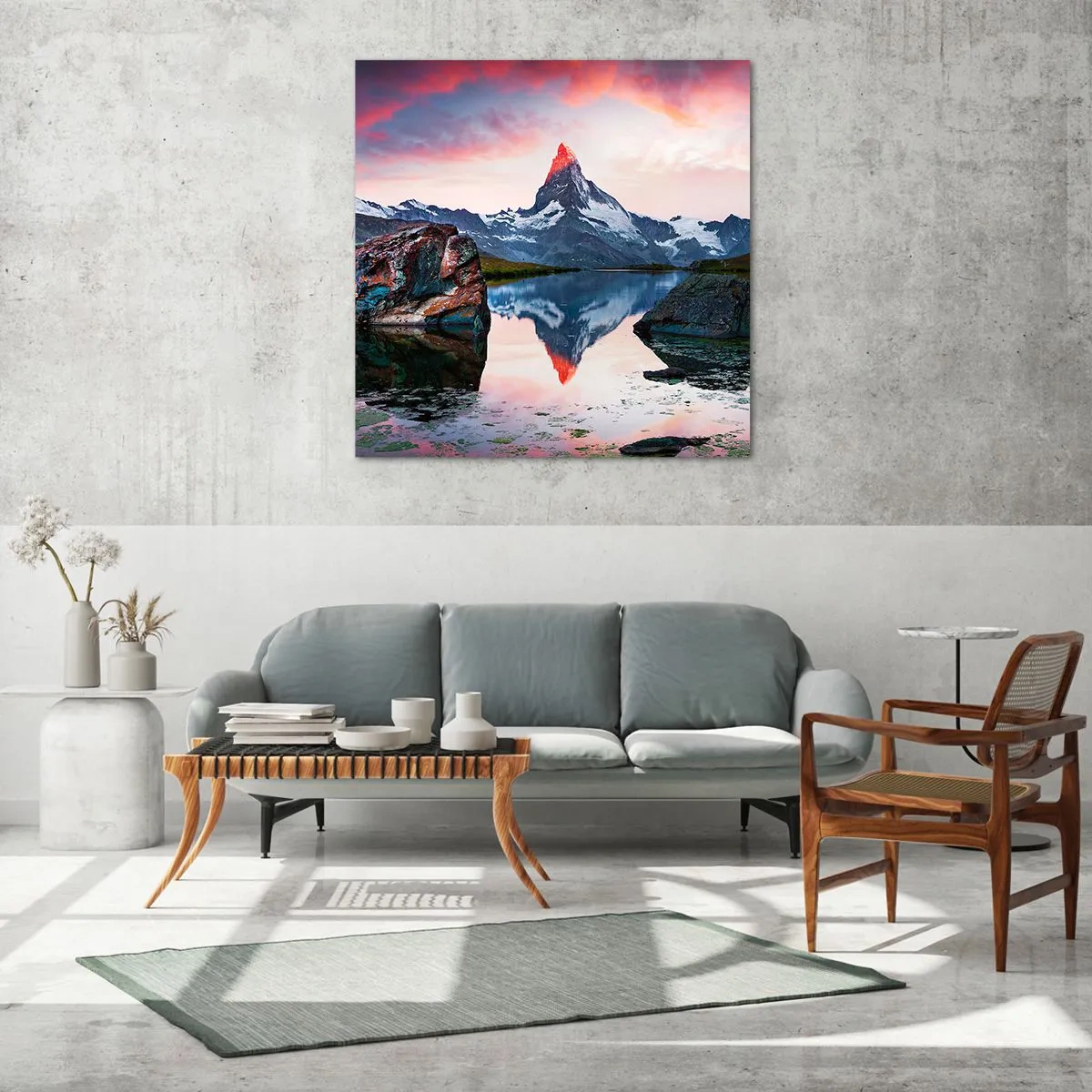 Obraz na skle - Srdce hor je vřelé - 70x70 cm