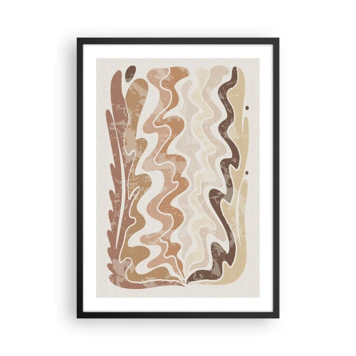 Plakát v černém rámu - Abstraktní kompozice v teplých odstínech béžové. - 50x70cm - Dobrá energie – dobré emoce - Moderní nástěnná dekorace do obývacího pokoje a ložnice ARTTOR