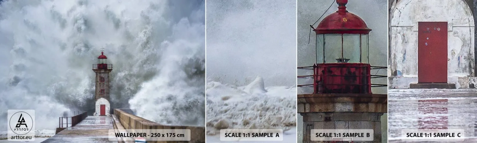 Vzor Fototapety Samolepicí Deluxe Sticker - Hukot vody, šum větru - Maják, Krajina, Oceán - 100x30 cm