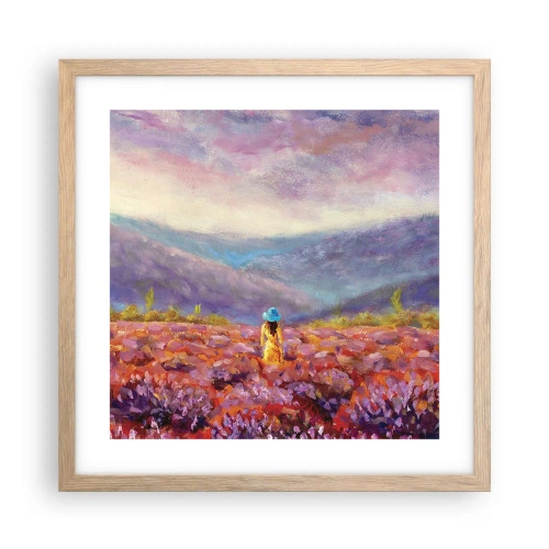 Plakát v rámu světlý dub - V levandulovém světě - 40x40 cm