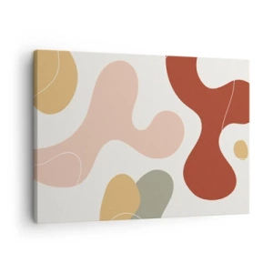 Obraz na plátně - Abstraktní kompozice v pastelových odstínech s dynamickými tvary. - 70x50cm - Klikyháky - Moderní nástěnná dekorace do obývacího pokoje a ložnice ARTTOR