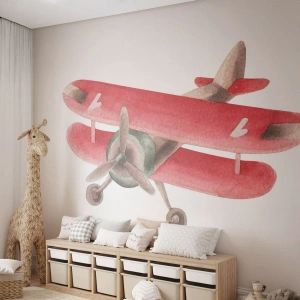Fototapeta Samolepicí Deluxe Sticker - Připraven na vysoký let - Letadlo, Dětské, Vinobraní - 350x256 cm