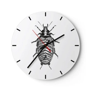 Nástěnné hodiny - Grafika hmyzu ve stylu rytiny na bílém pozadí - 30x30cm - Vzorový exemplář! - Moderní nástěnná dekorace do obývacího pokoje, kuchyně a ložnice ARTTOR