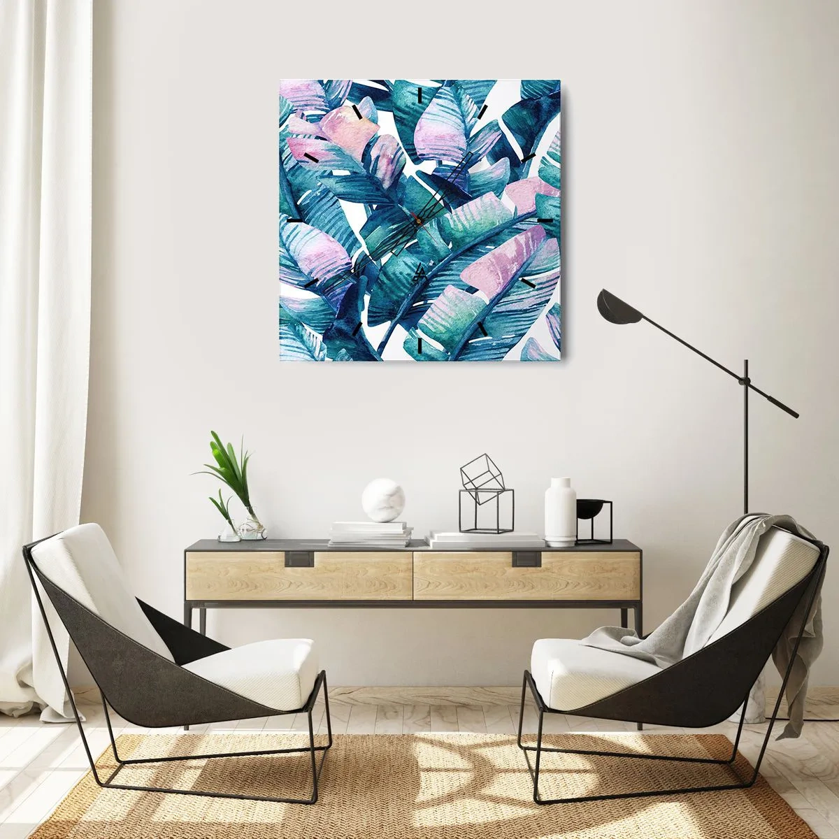 Nástěnné hodiny - V banánovém háji - 30x30 cm