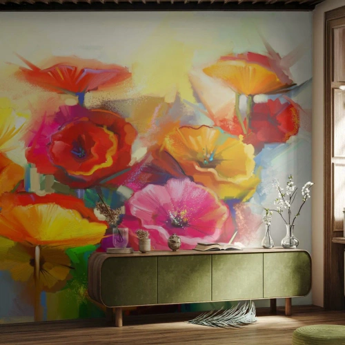 Fototapeta Premium Sand - Nejenom červené - Květiny, Vlčí mák, Zahrada - 500x350 cm