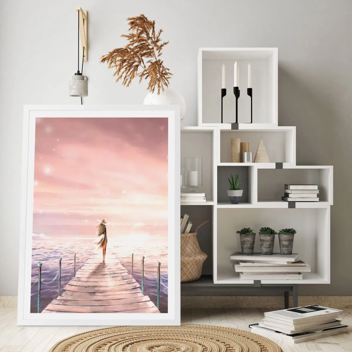 Plakát v bílém rámu - Ve světle snu - 50x70 cm