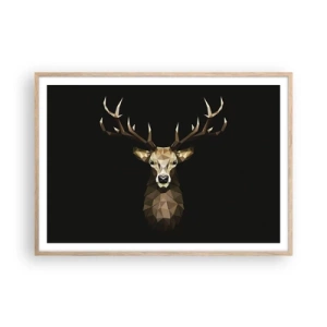 Plakát v rámu světlý dub - Kubistický jelen - 100x70 cm