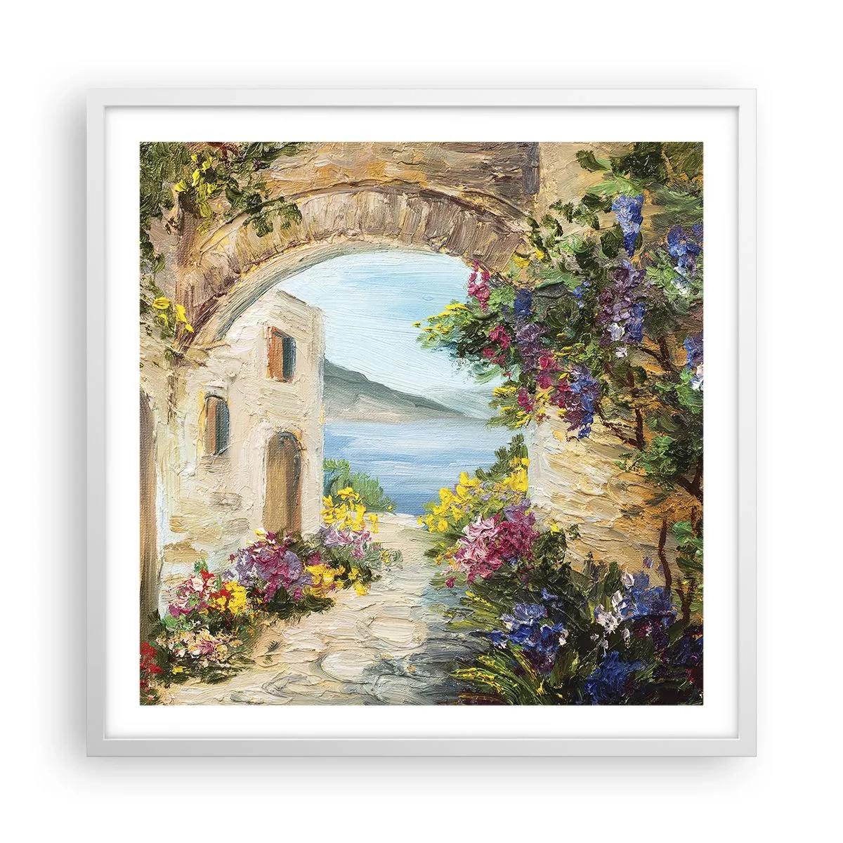 Plakát v bílém rámu - Půvab pobřežní krajiny - 60x60 cm