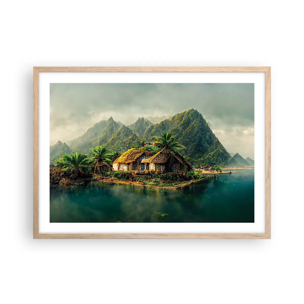 Plakát v rámu světlý dub - Tropický ráj - 70x50 cm