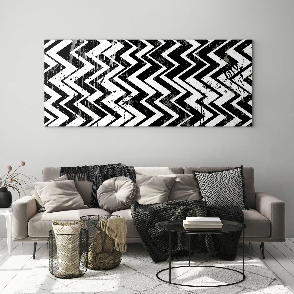 Obraz na skle - Cik-bílé, cik-černé - 120x50 cm