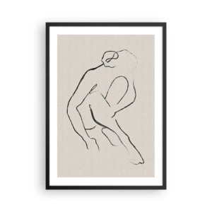 Plakát v černém rámu - Minimalistická skica ženské siluety - 50x70cm - Intimní skica - Moderní nástěnná dekorace do obývacího pokoje a ložnice ARTTOR