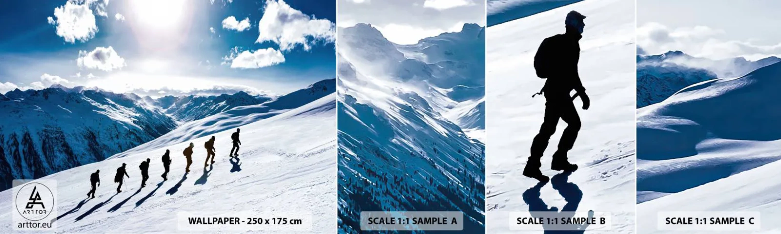 Vzor Fototapety Samolepicí Deluxe Sticker - Tým dobývatelů - Horská túra, Krajina, Alpy - 100x30 cm