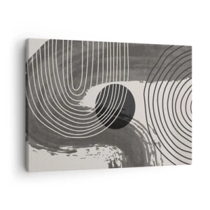 Obraz na plátně - Geometrické linie a ovály v monochromatických odstínech - 70x50cm - Ovál vítězí - Moderní nástěnná dekorace do obývacího pokoje a ložnice ARTTOR