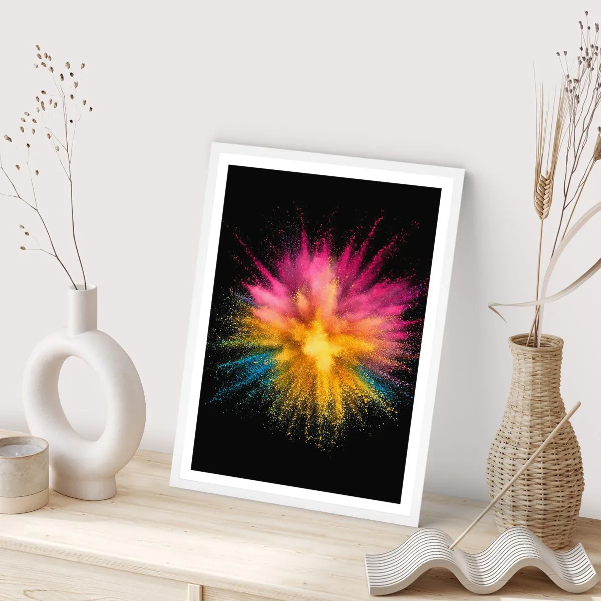Plakát v bílém rámu - Zrození barev  - 30x40 cm