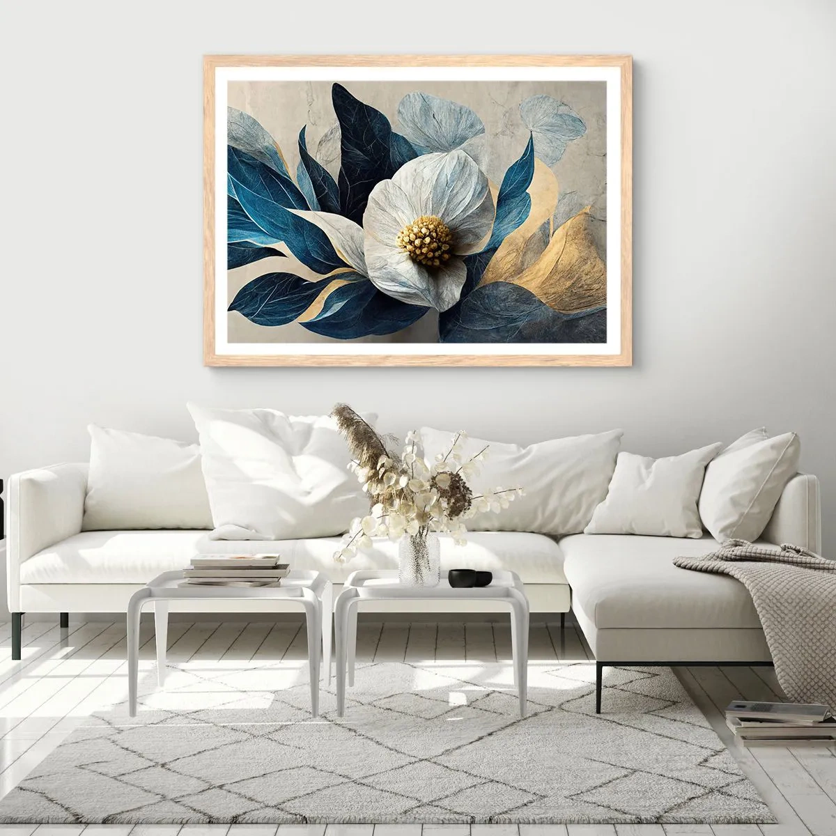 Plakát v rámu světlý dub - Zlaté srdce - 50x40 cm