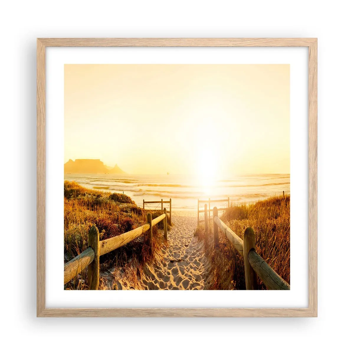 Plakát v rámu světlý dub - Dunami směrem ke slunci - 50x50 cm