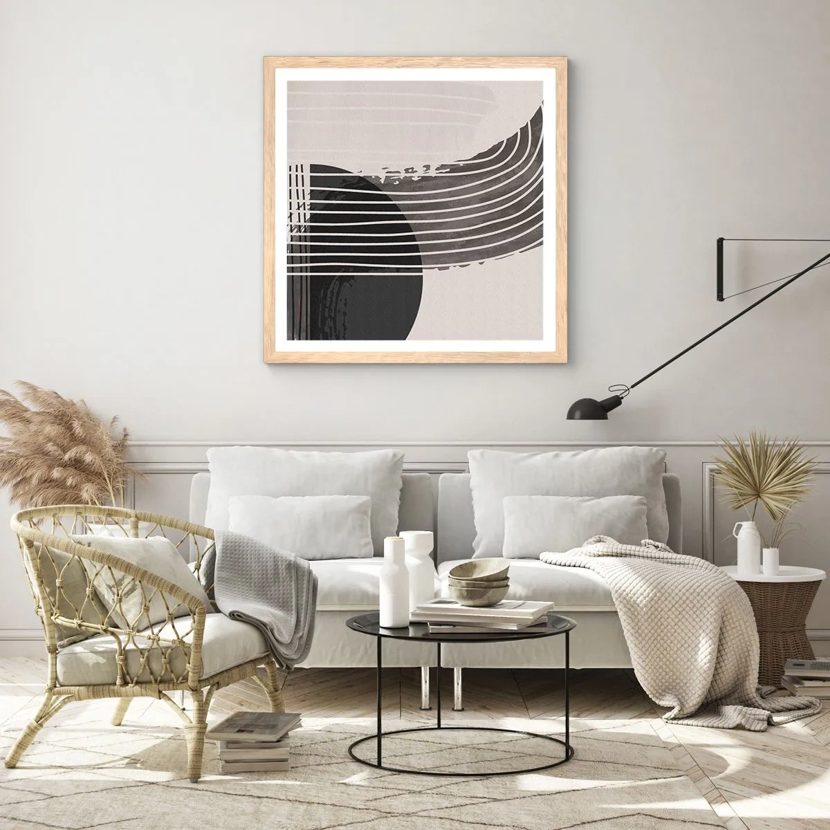 Plakát v rámu světlý dub - Tam a zpět - 40x40 cm