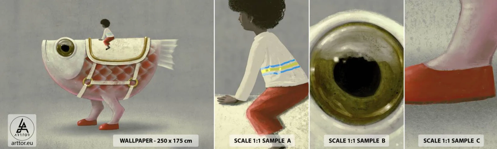 Fototapeta Vzorek Standard Eco - Rybí jezdec - Abstrakce, Ryba, Pro děti - 100x30 cm