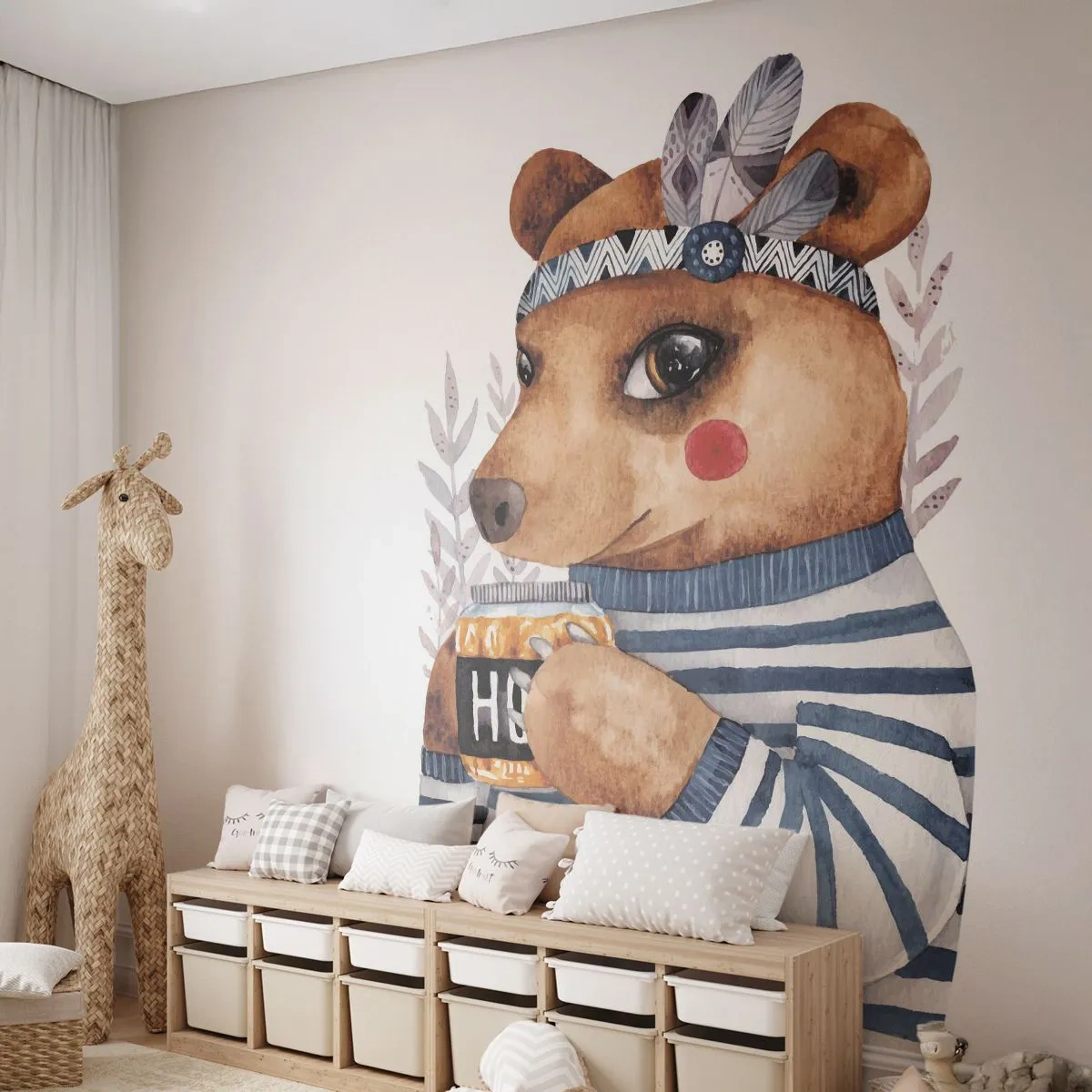 Fototapeta Premium Canvas - Sladký medvídek - Abstrakce, Pro děti, Medvěd - 150x105 cm