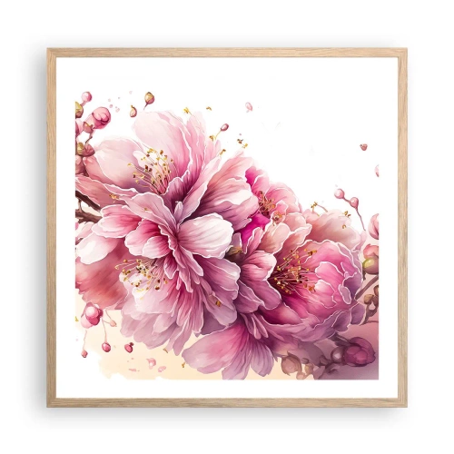 Plakát v rámu světlý dub - Květ kvetoucí třešně - 60x60 cm