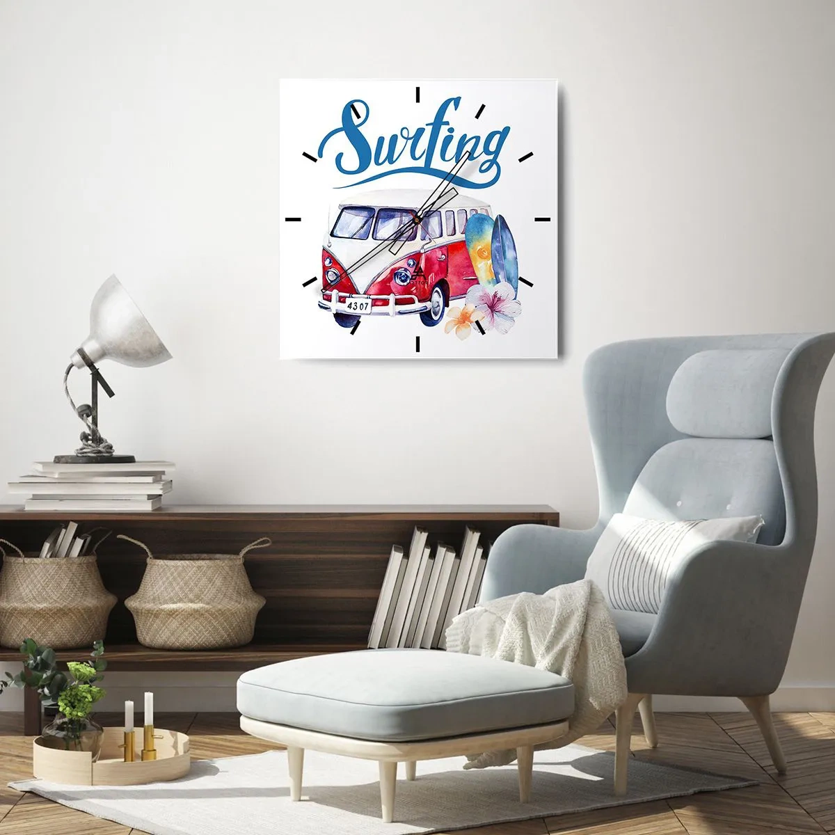 Nástěnné hodiny - Okurka - klasika pro surfaře - 30x30 cm