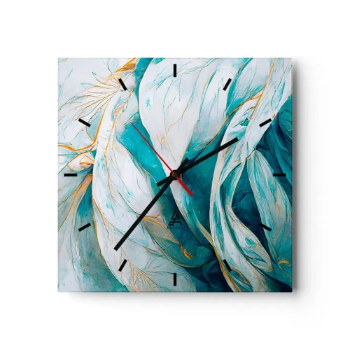 Nástěnné hodiny - Modrá abstrakce se zlatým motivem - 30x30 cm
