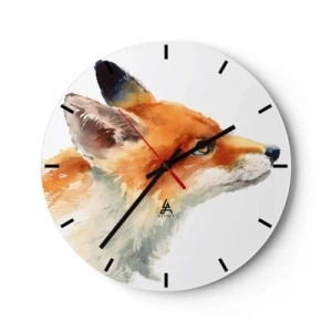 Nástěnné hodiny - Akvarelová liška v intenzivních barvách - 30x30cm - Opatrnosti není nikdy dost - Moderní nástěnná dekorace do obývacího pokoje, kuchyně a ložnice ARTTOR