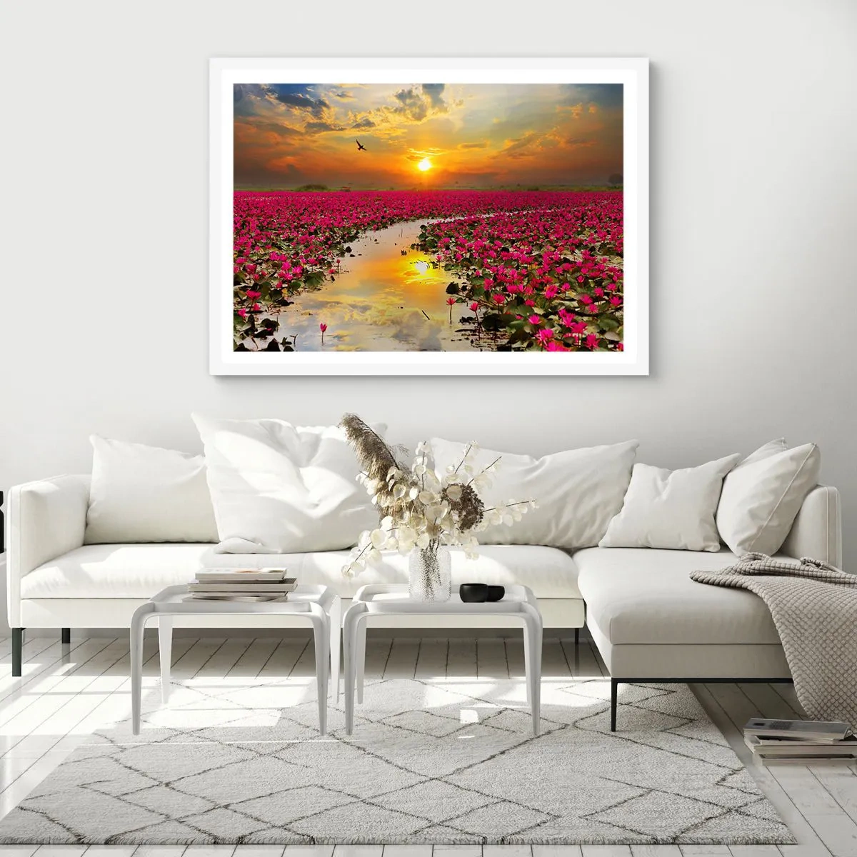 Plakát v bílém rámu - Tajemný život jezera - 100x70 cm