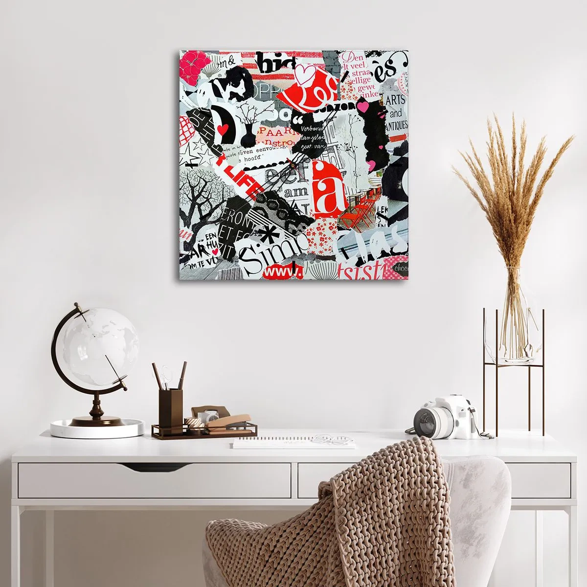 Nástěnné hodiny - Hipsterská koláž - 40x40 cm