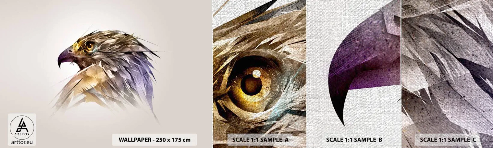 Vzor Fototapety Premium Canvas - Portrét bojovníka - Abstrakce, Orel, Pták - 100x30 cm