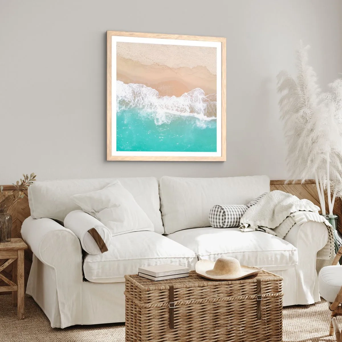 Plakát v rámu světlý dub - Mazlivý dotek - 60x60 cm