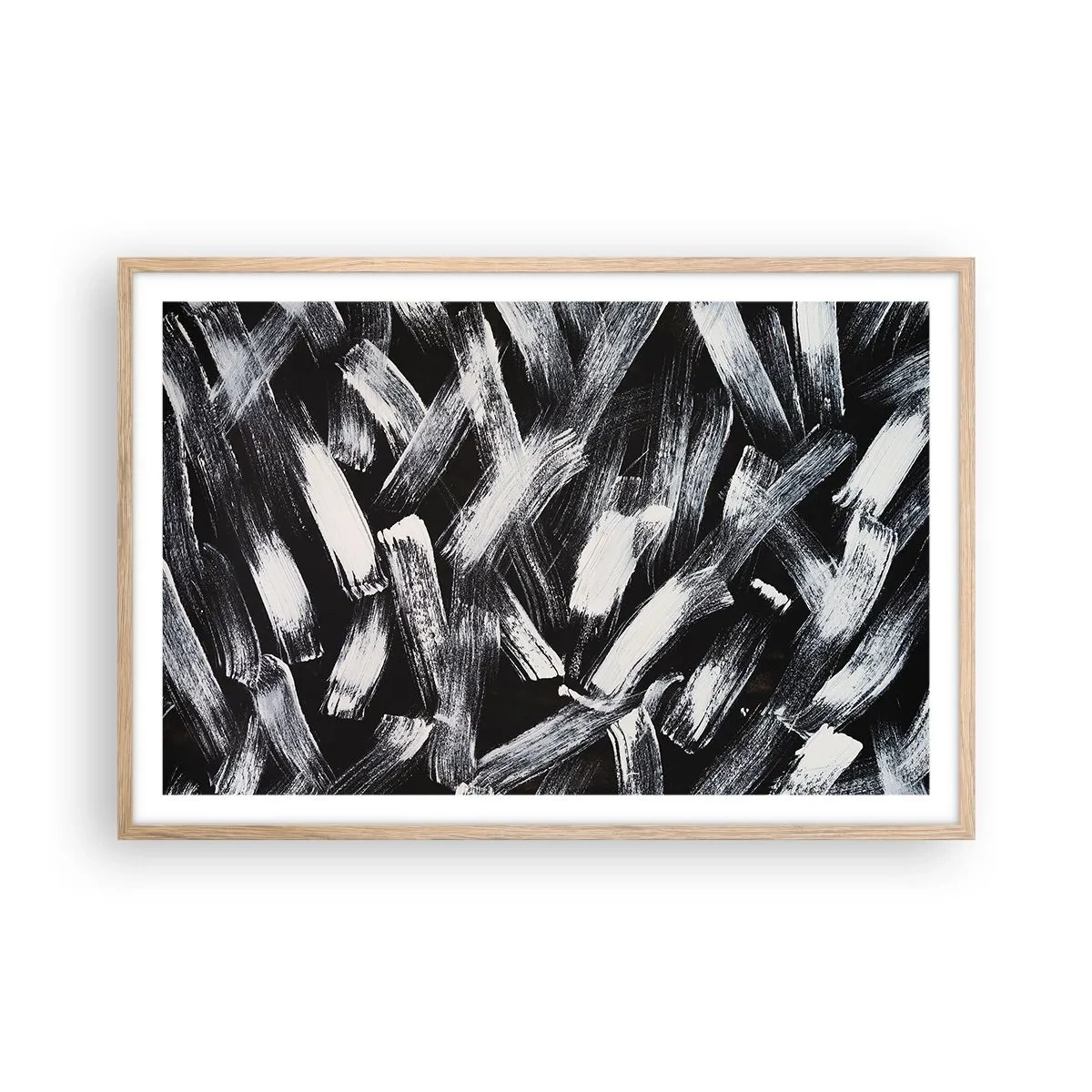 Plakát v rámu světlý dub - Abstrakce v industriálním duchu - 91x61 cm