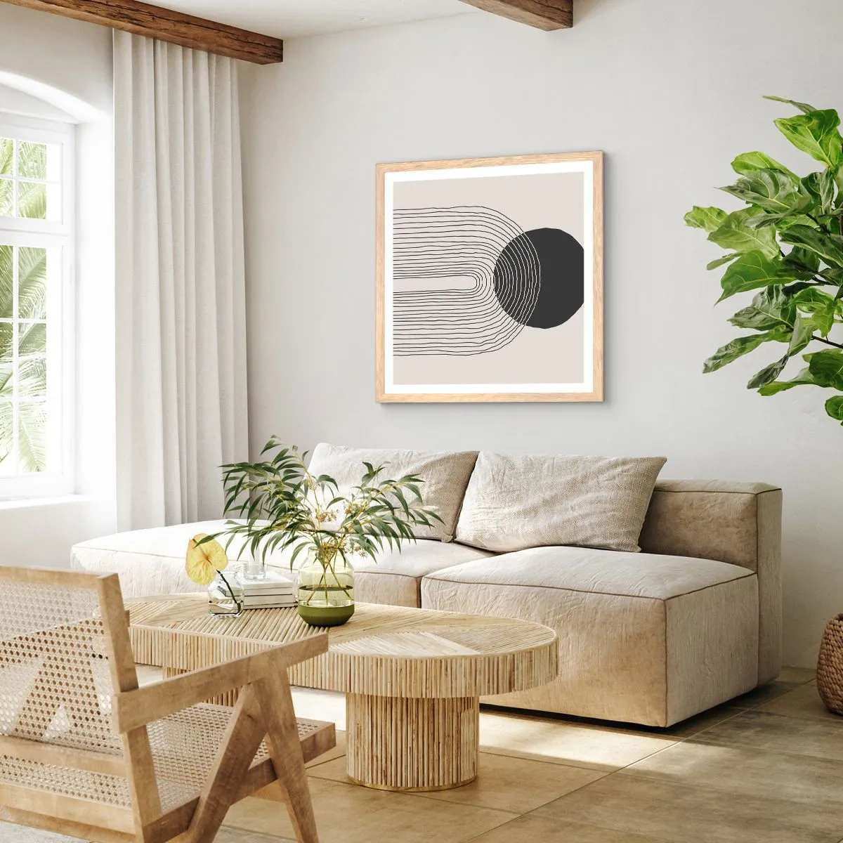 Plakát v rámu světlý dub - Chvění a jistota - 40x40 cm