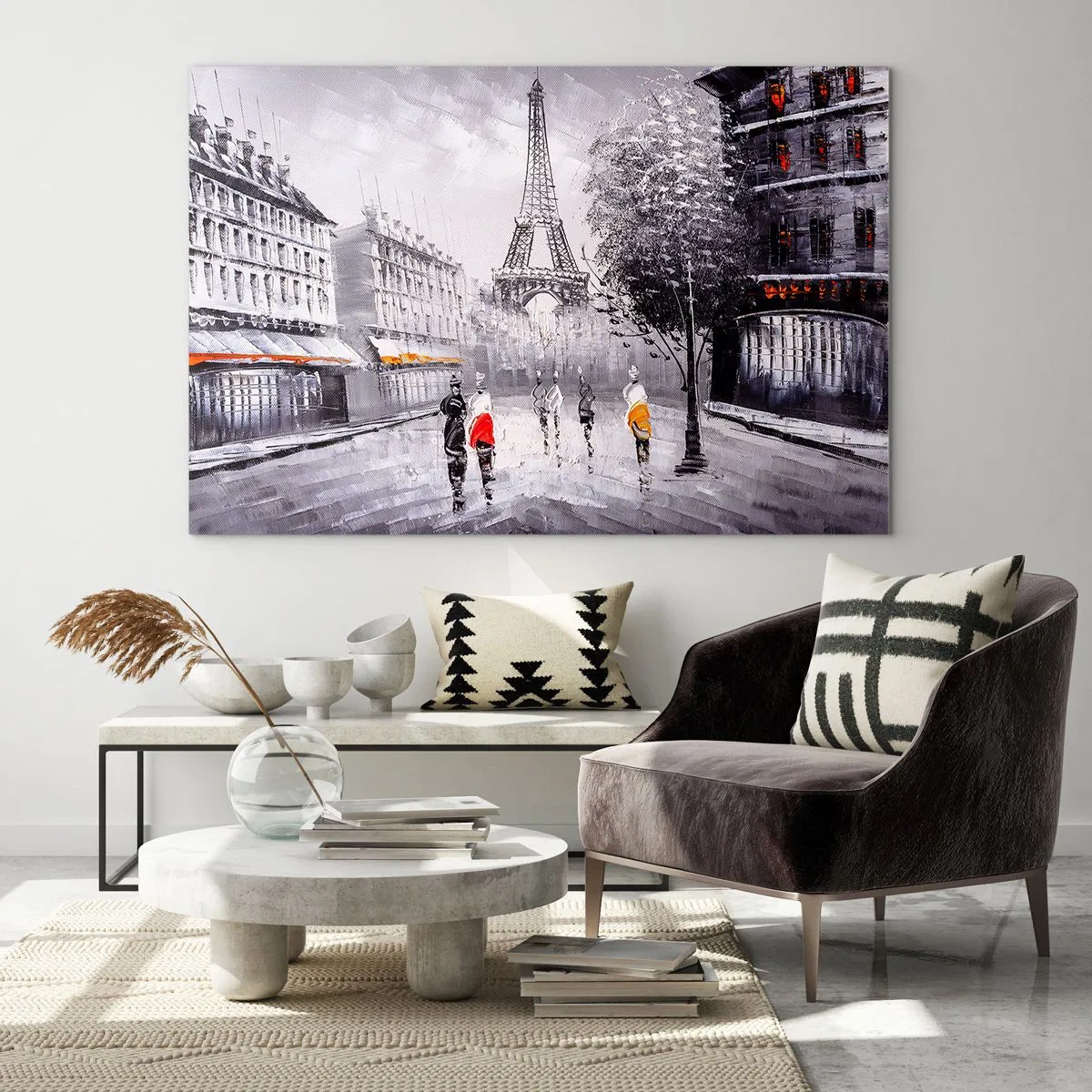 Obraz na skle - Pařížská procházka - 70x50cm - Pařížská procházka - Moderní nástěnná dekorace do obývacího pokoje a ložnice ARTTOR