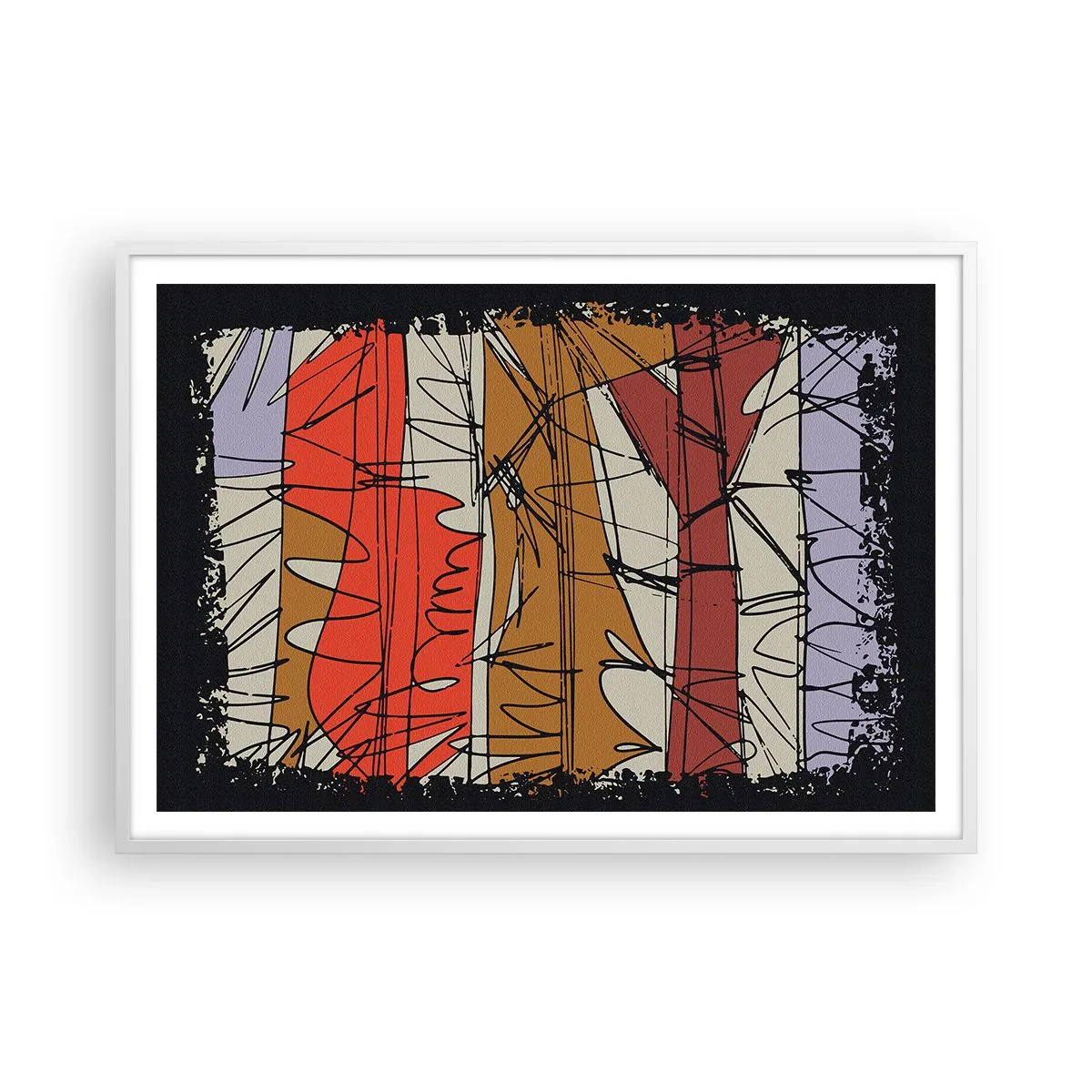 Plakát v bílém rámu - Spontánní kompozice - 100x70 cm