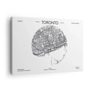 Obraz na plátně - Mapa Toronta v minimalistickém černobílém stylu - 70x50cm - Anatomie Toronta - Moderní nástěnná dekorace do obývacího pokoje a ložnice ARTTOR