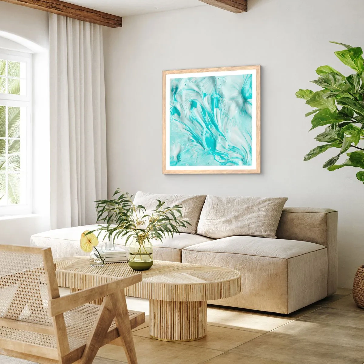 Plakát v rámu světlý dub - Navždy spolu - 60x60 cm