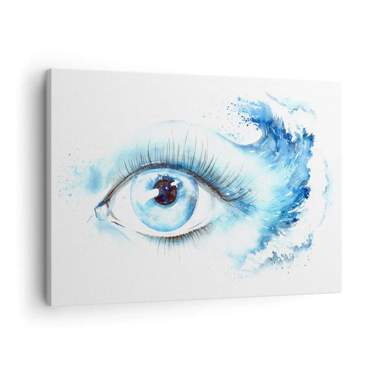 Obraz na plátně - Umělecký akvarel oka s dynamickou vlnou - 70x50cm - Ponořit se do modři pohledu - Moderní nástěnná dekorace do obývacího pokoje a ložnice ARTTOR