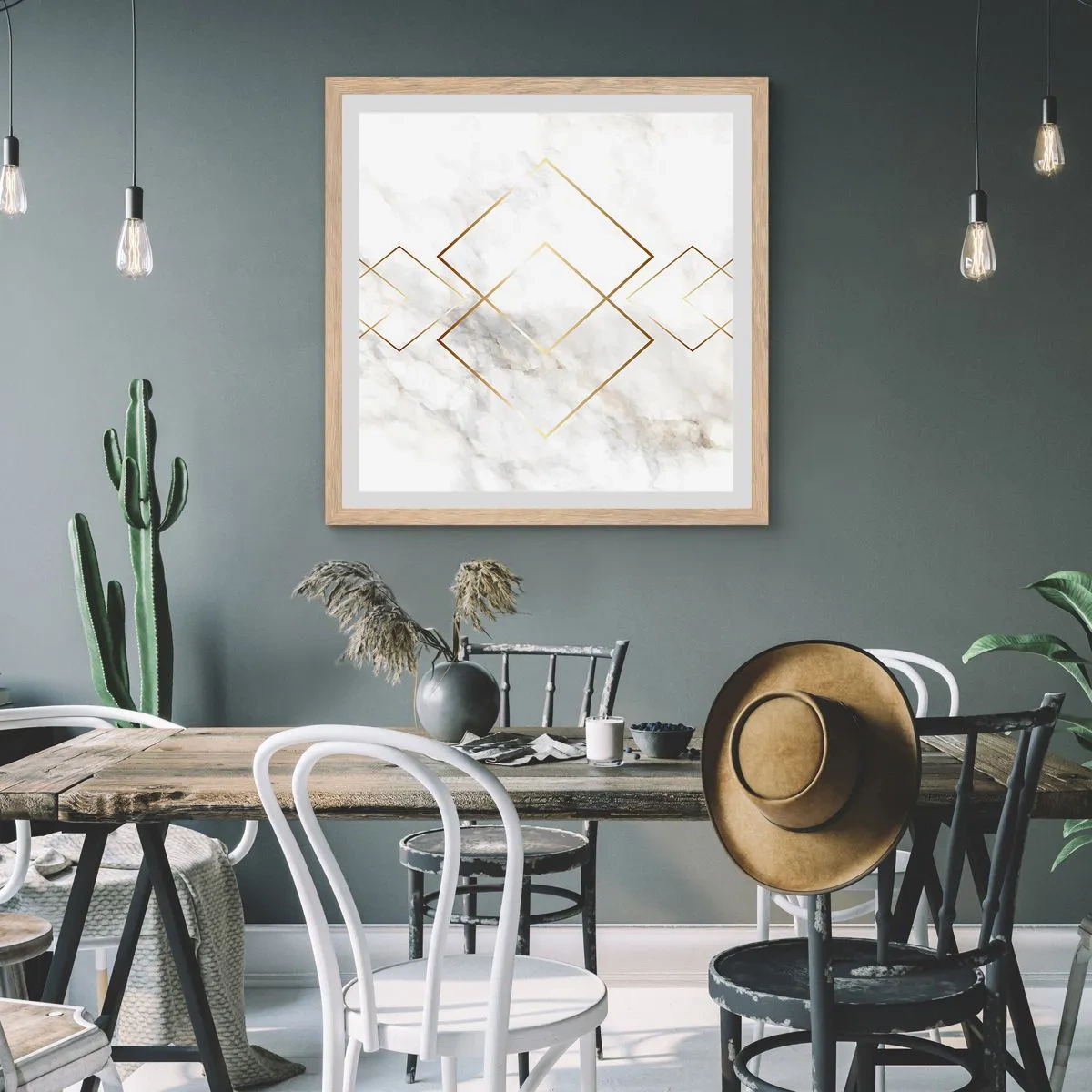 Plakát v rámu světlý dub - Pohled na nekonečno - 40x40 cm