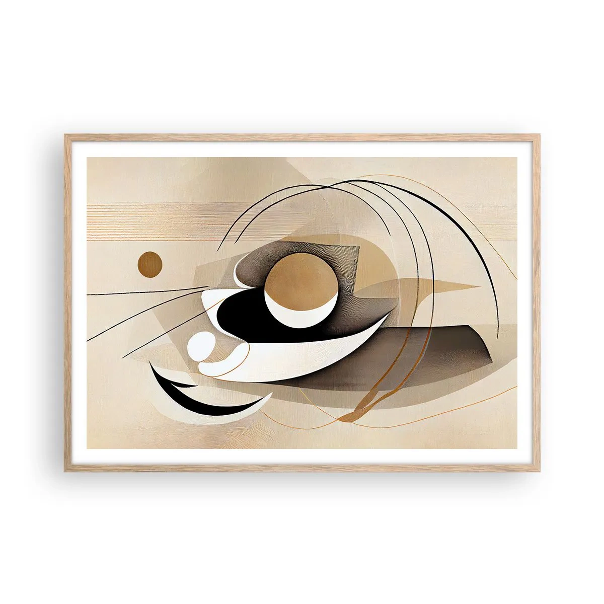 Plakát v rámu světlý dub - Kompozice: podstata věcí - 100x70 cm