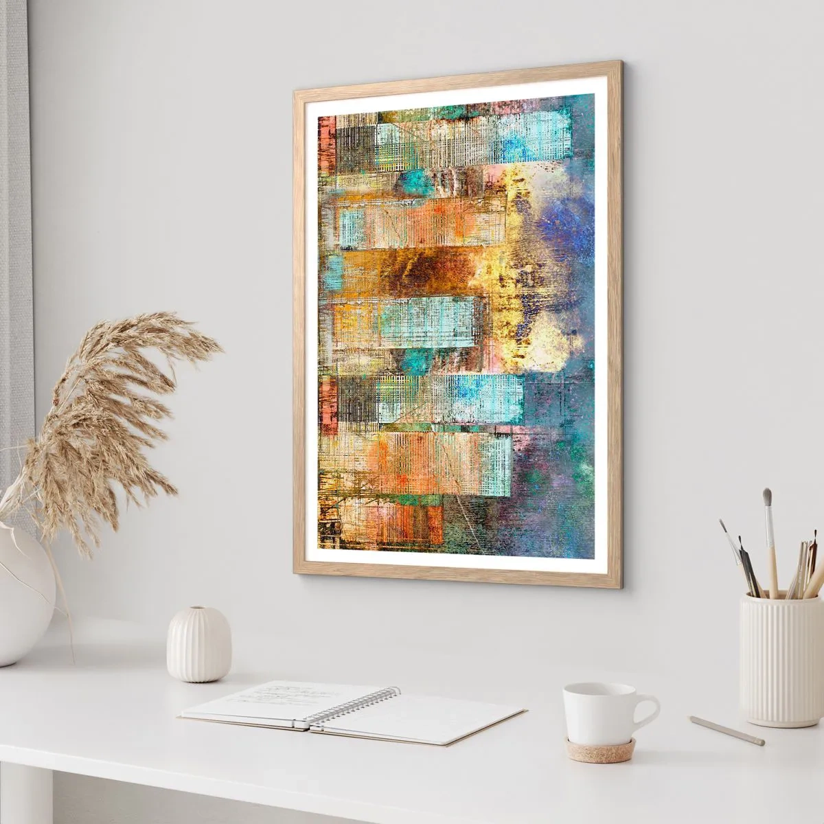 Plakát v rámu světlý dub - Prosluněná metropole - 61x91 cm