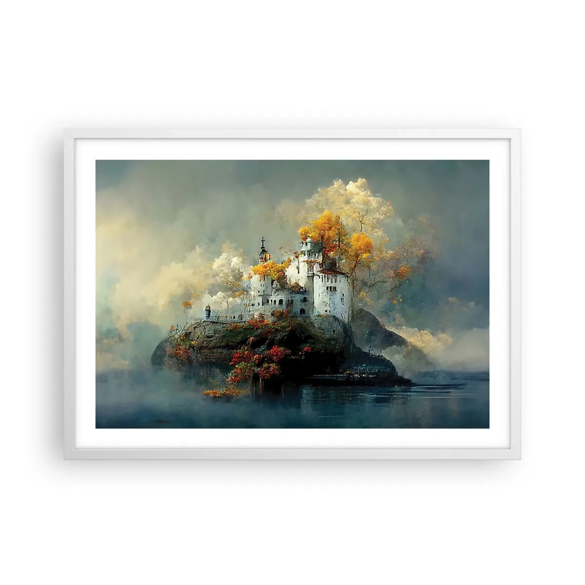 Plakát v bílém rámu - Začátek romantického příběhu - 70x50 cm