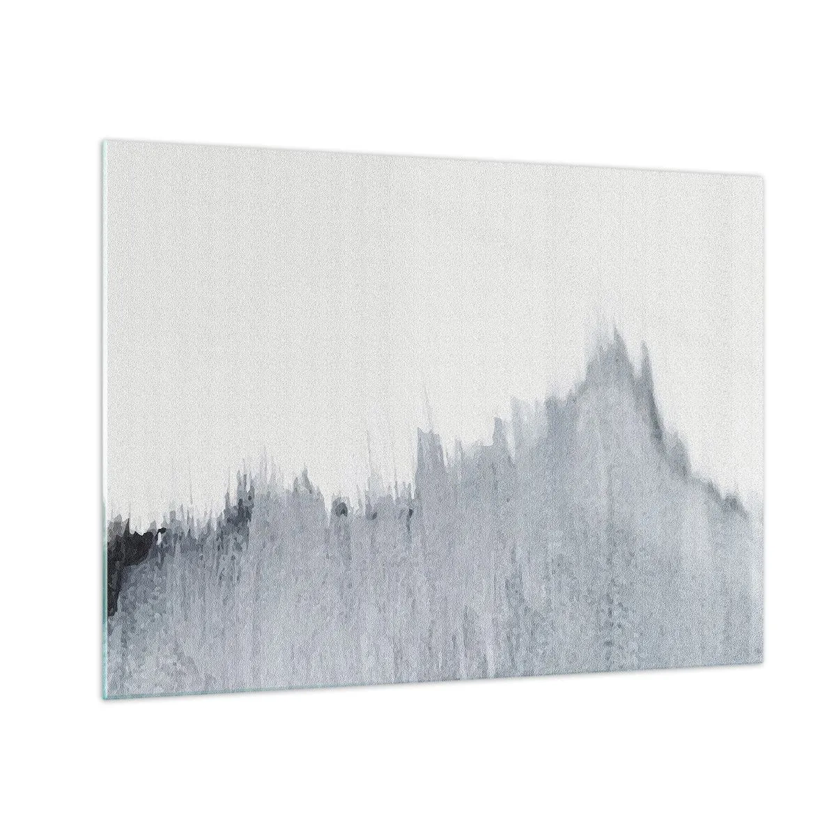 Obraz na skle - Abstraktní kompozice v odstínech šedé připomínající gramofonovou desku na bílém pozadí. - 70x50cm - Tajemný záznam - Moderní nástěnná dekorace do obývacího pokoje a ložnice ARTTOR