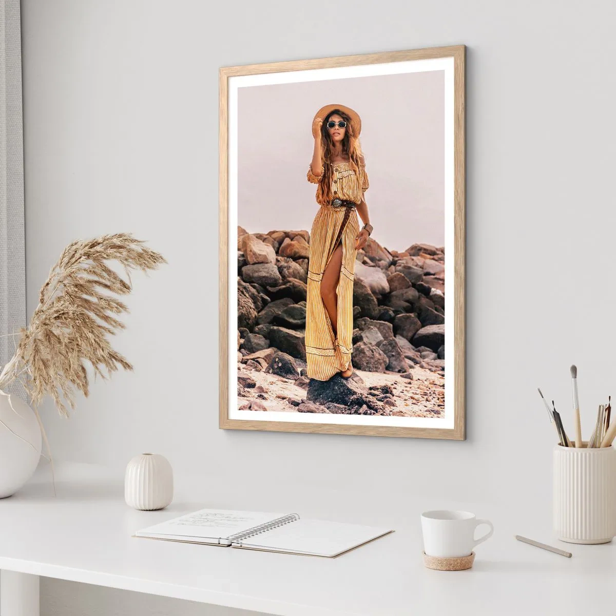 Plakát v rámu světlý dub - Kouzlo kamenů - 61x91 cm