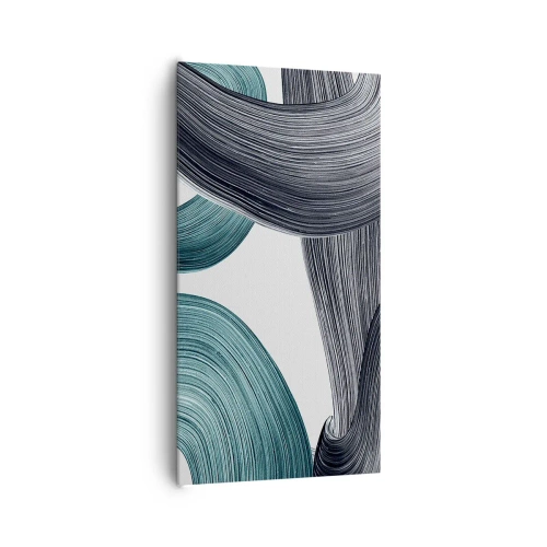 Obraz na plátně - Smaragdové a černé vlny - 65x120 cm